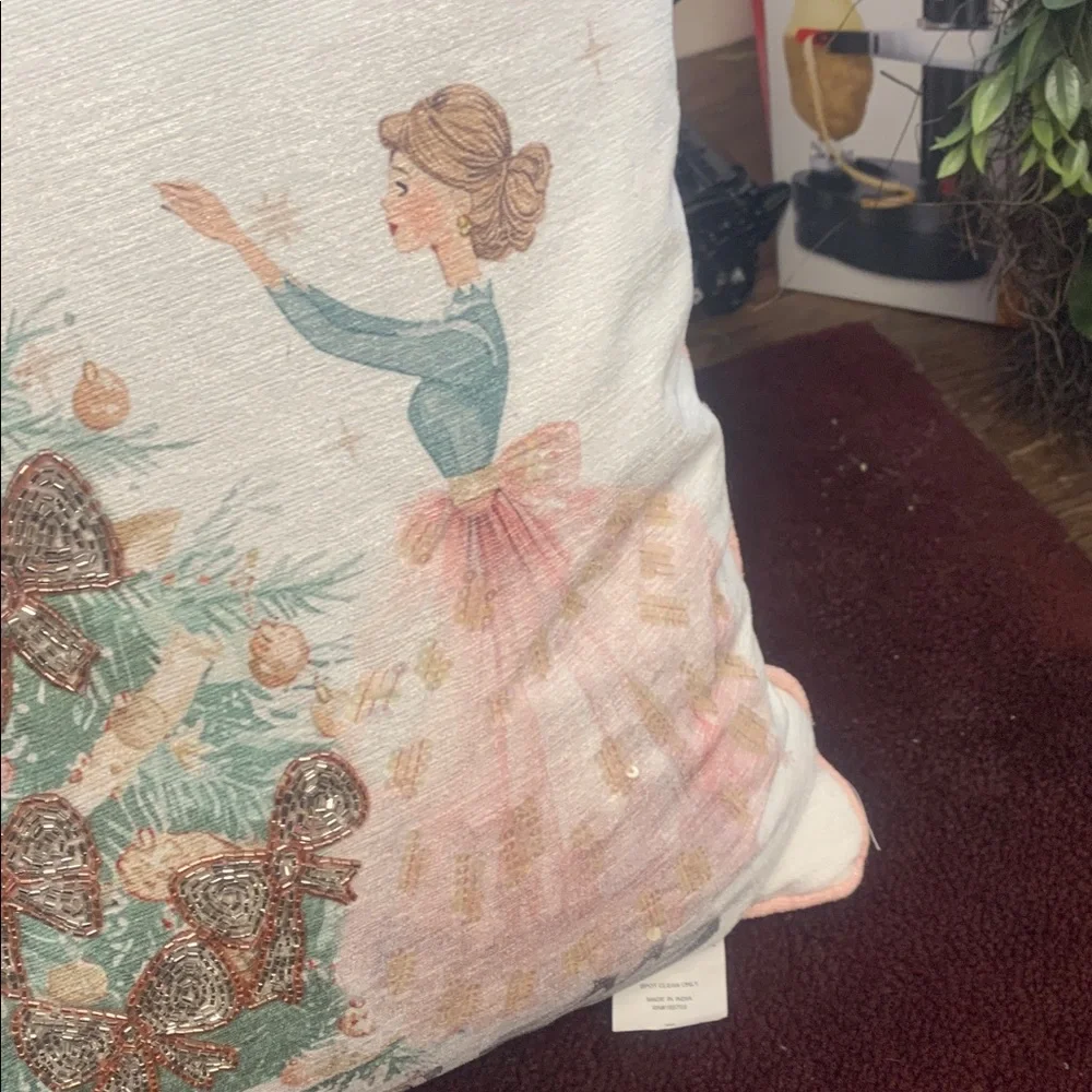 Holiday Nutcracker and Ballerina Decorative Pillow17 by 17